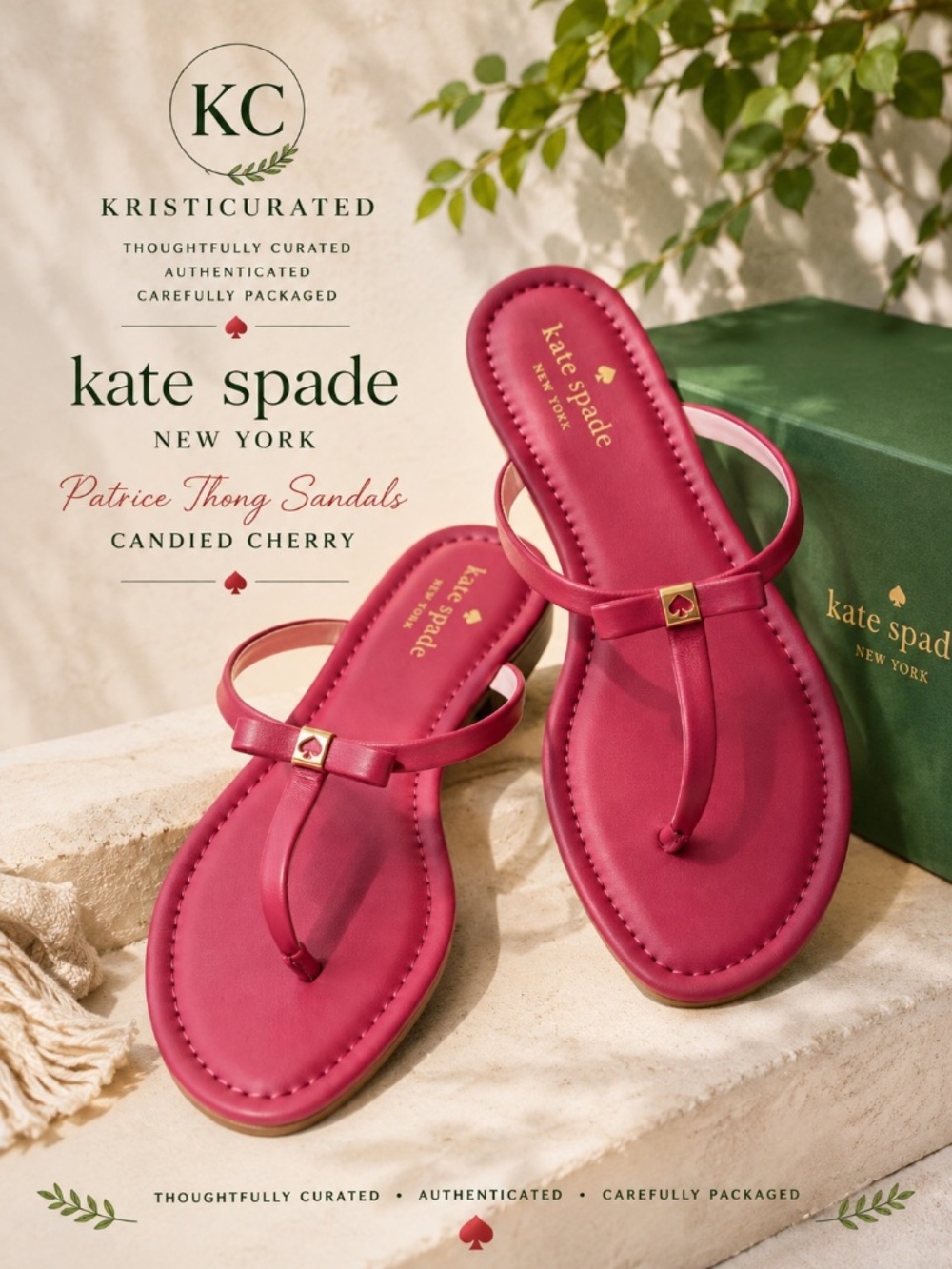 Kate Spade Patrice Thong Sandals Candied Cherry Size 8 New